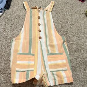 Women’s roxy pastel Striped Overalls size xs